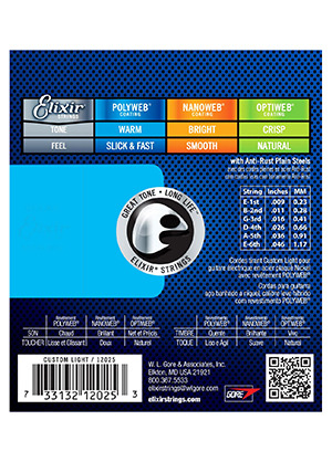 Elixir 12025 Polyweb Electric Guitar Strings Custom Light 엘릭서 폴리웹 일렉기타줄 커스텀 라이트 (009-046 국내정식수입품)