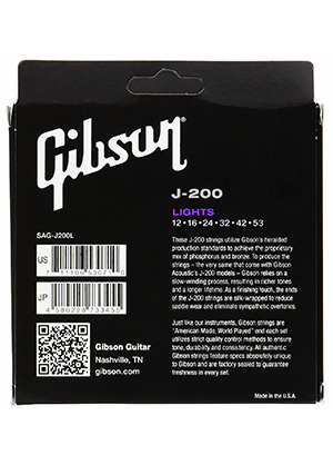 [일시품절] Gibson SAG-J200L Phosphor Bronze Wound Light 깁슨 파스퍼 브론즈 어쿠스틱 기타줄 라이트 (012-053 국내정식수입품)