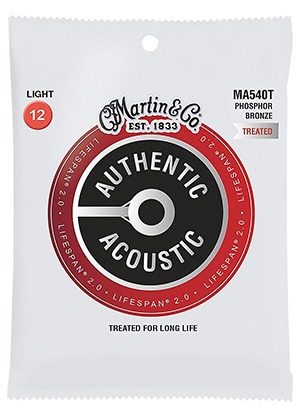 Martin MA540T Authentic Phosphor Bronze Lifespan 2 Acoustic Guitar Strings Light 마틴 어센틱 파스퍼 브론즈 오래가는 어쿠스틱 기타줄 라이트 (012-054 국내정식수입품)