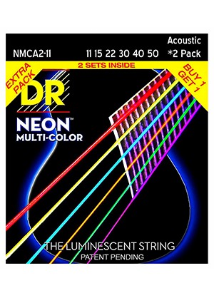 [2세트] DR NMCA2-11 Neon Multi-Color 디알 네온 멀티 컬러 루미네센트 어쿠스틱 기타줄 커스텀 라이트 (011-050 국내정식수입품 당일발송)
