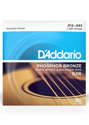 [일시품절] D&#039;Addario EJ16 Phosphor Bronze Light 다다리오 파스퍼 브론즈 어쿠스틱 기타줄 라이트 (012-053 국내정식수입품)